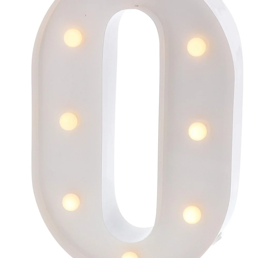 Metal White 0 Number AA Battery Light Up Wall (41)